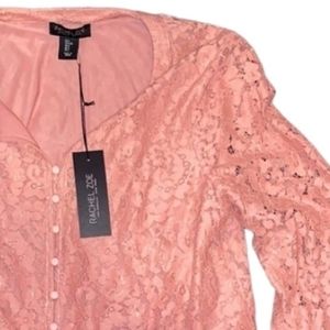 Rachel Zoe Pink Lace Top L